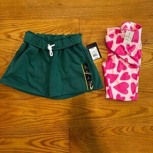 Art Class Size 6/7 Green Active Jogger Shorts Bonus Pink Heart Pajama Pants NEW